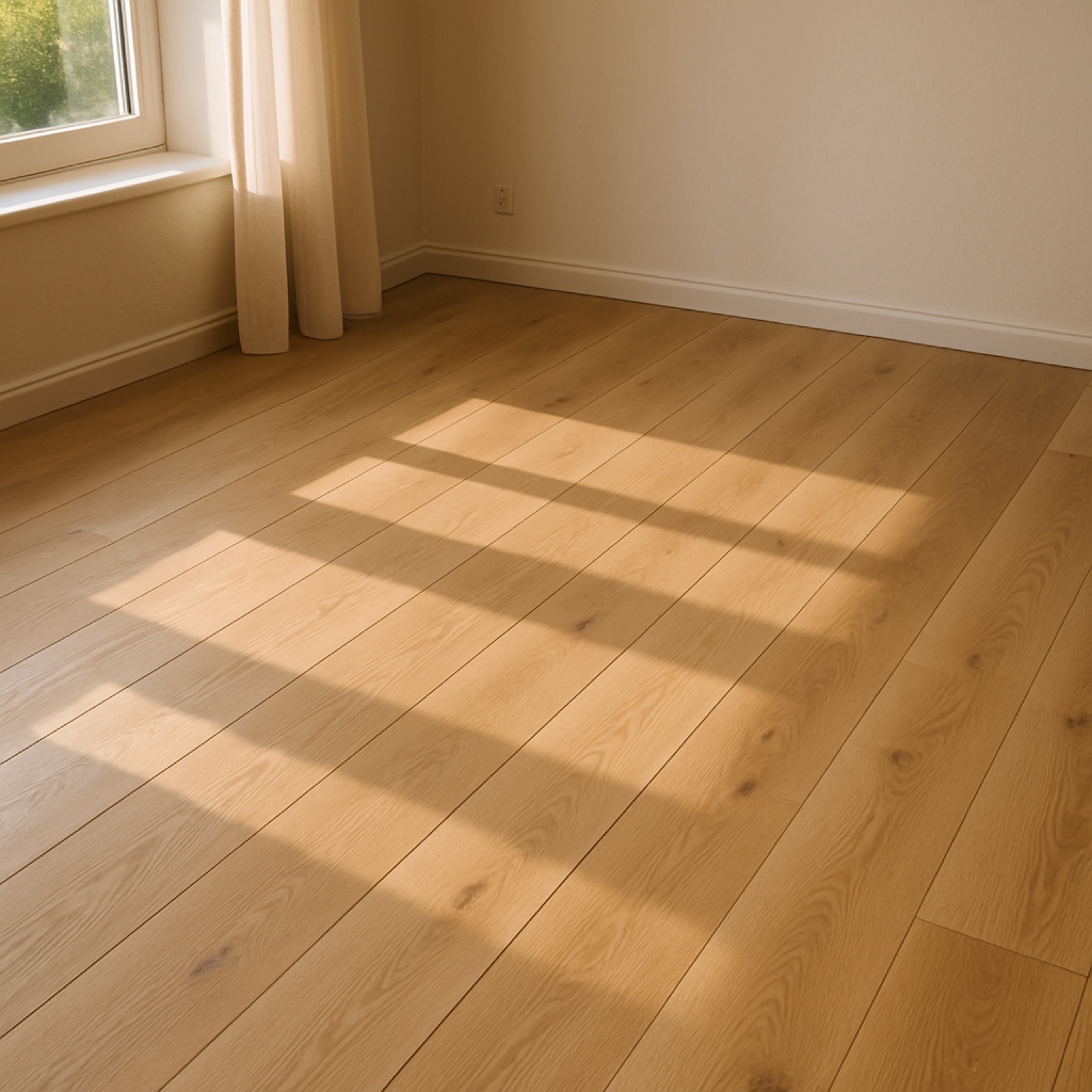 Natural wood flooring with a rug in a residential interior